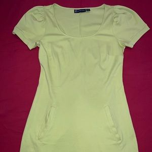 Neon Green Casual New York and Company Short Sleeve Dress with Pockets